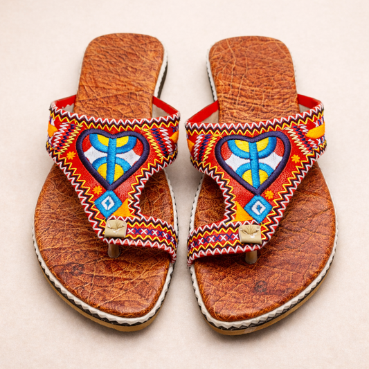 Women's Moroccan Leather Sandals – Handmade Amazigh Berber Embroidered Summer Slippers