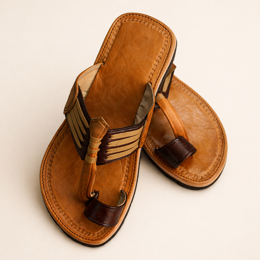 Handmade Moroccan Leather Sandals for Men – Traditional Toe Ring Slip-On, Comfortable Summer Footwear