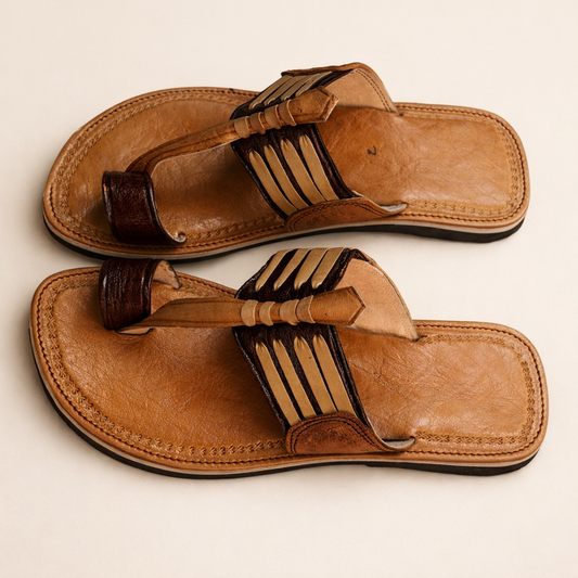 Handmade Moroccan Leather Sandals for Men – Traditional Toe Ring Slip-On, Comfortable Summer Footwear