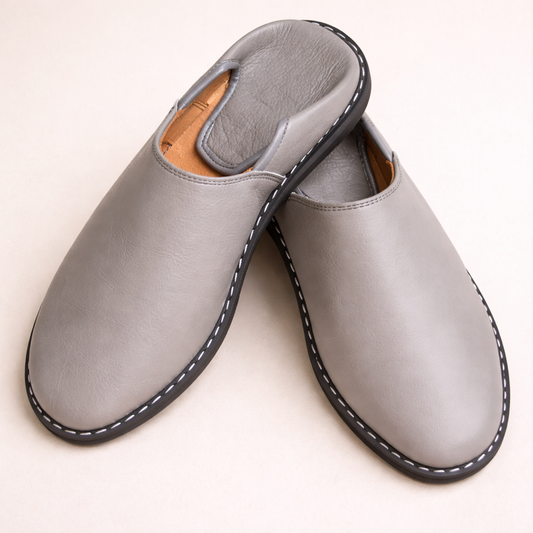 Premium Moroccan Leather Babouche Slippers for Men – Handmade Minimalist Design, Soft Luxury Comfort