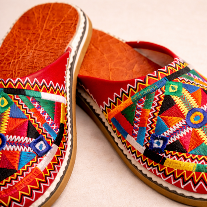Colorful Moroccan Babouche Slippers – Handmade Amazigh Berber Leather Shoes for Women