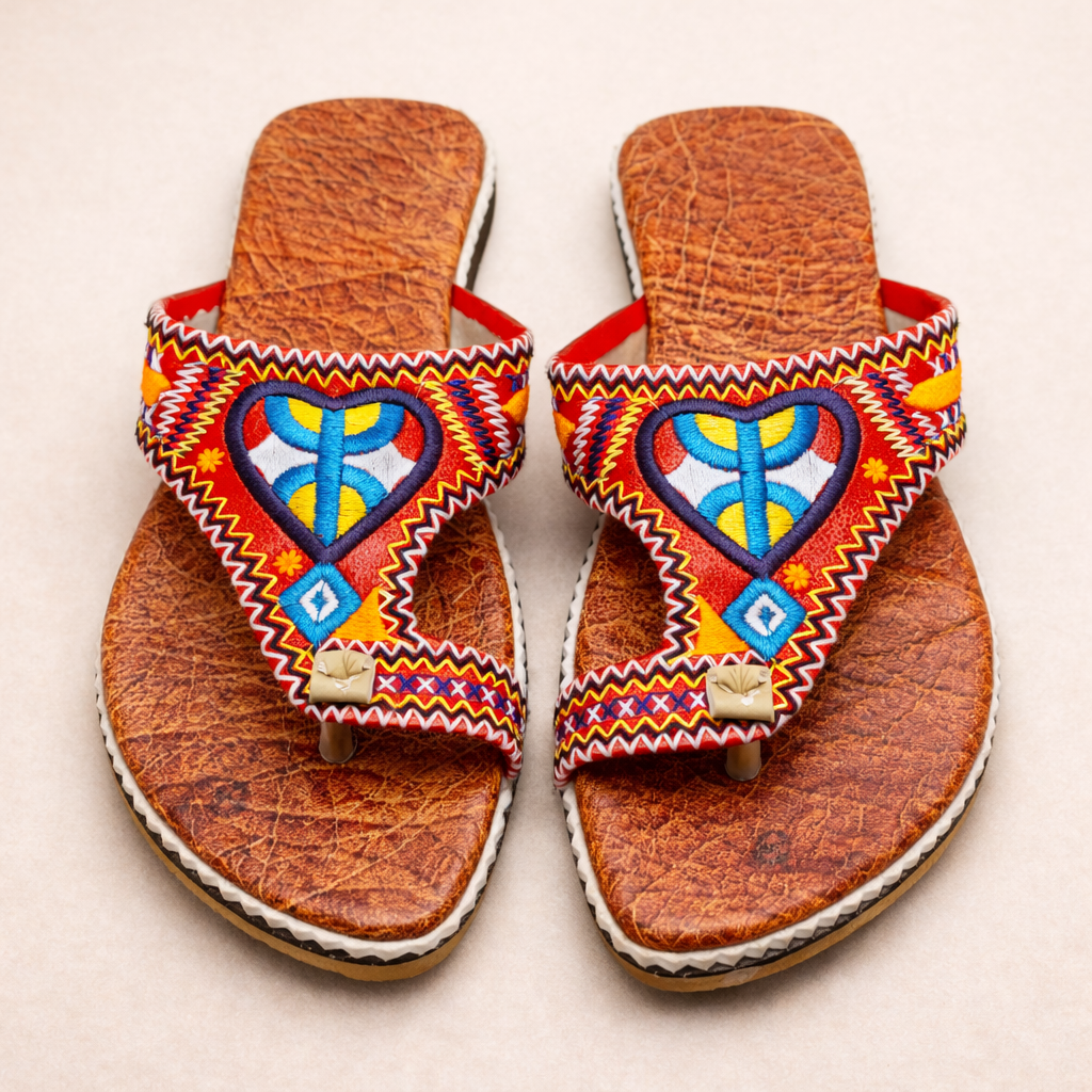 Women's Moroccan Leather Sandals – Handmade Amazigh Berber Embroidered Summer Slippers