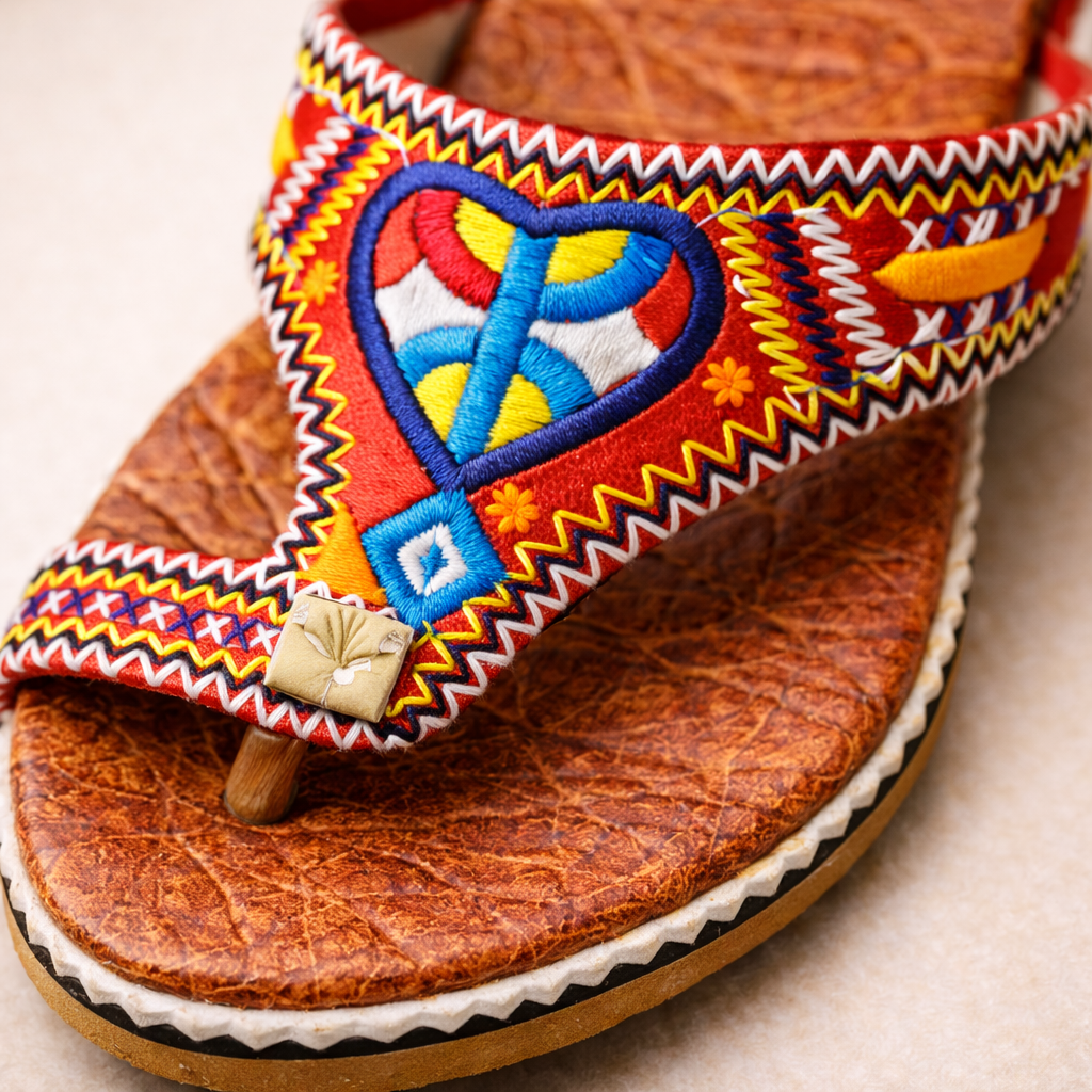 Women's Moroccan Leather Sandals – Handmade Amazigh Berber Embroidered Summer Slippers