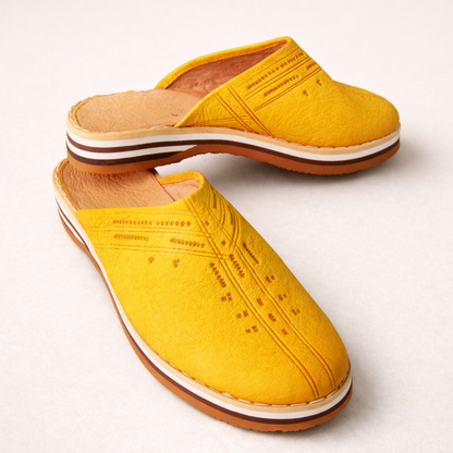 Men’s Moroccan Leather Babouche Slippers – Handmade Berber Traditional Footwear