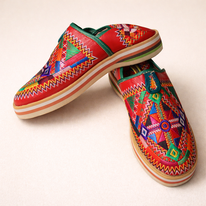 Women's Embroidered Moroccan Babouche Slippers – Handmade Leather House Shoes
