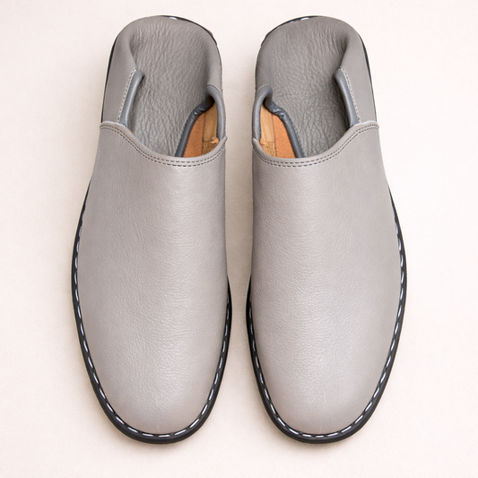 Premium Moroccan Leather Babouche Slippers for Men – Handmade Minimalist Design, Soft Luxury Comfort