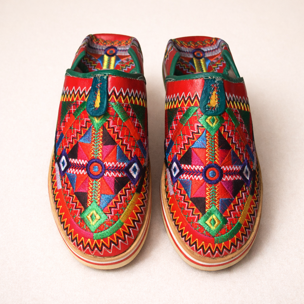 Women's Embroidered Moroccan Babouche Slippers – Handmade Leather House Shoes