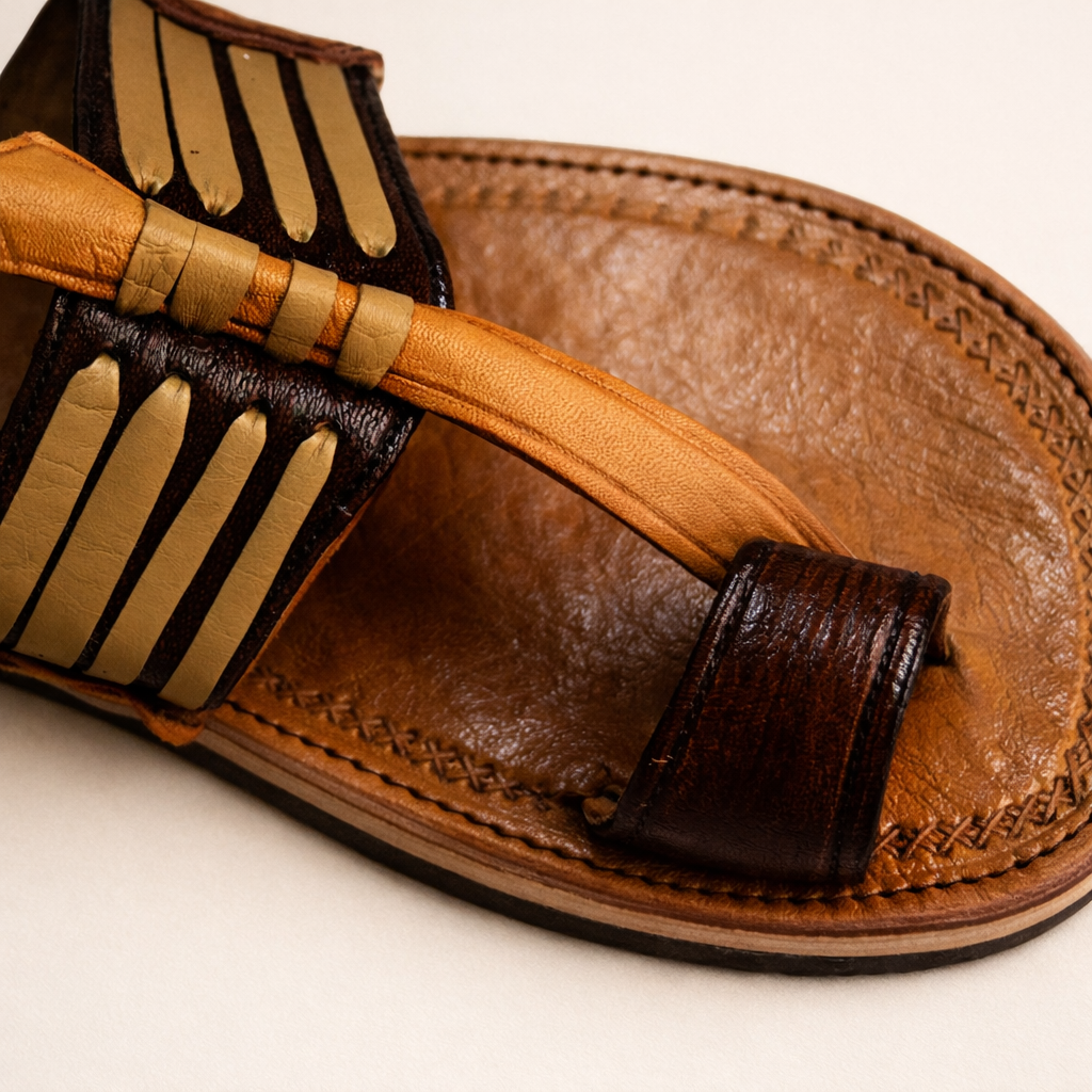 Handmade Moroccan Leather Sandals for Men – Traditional Toe Ring Slip-On, Comfortable Summer Footwear
