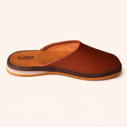 Moroccan Babouche Slippers Shoes Handmade from Organically Tanned Leather, Suitable for Men & Woman, Brown Leather Slippers.