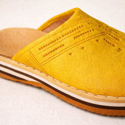 Men’s Moroccan Leather Babouche Slippers – Handmade Berber Traditional Footwear