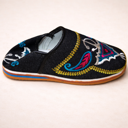 Handmade Moroccan Embroidered Leather Slippers | Colorful Babouche Shoes | Soft Sole Artisan Slippers