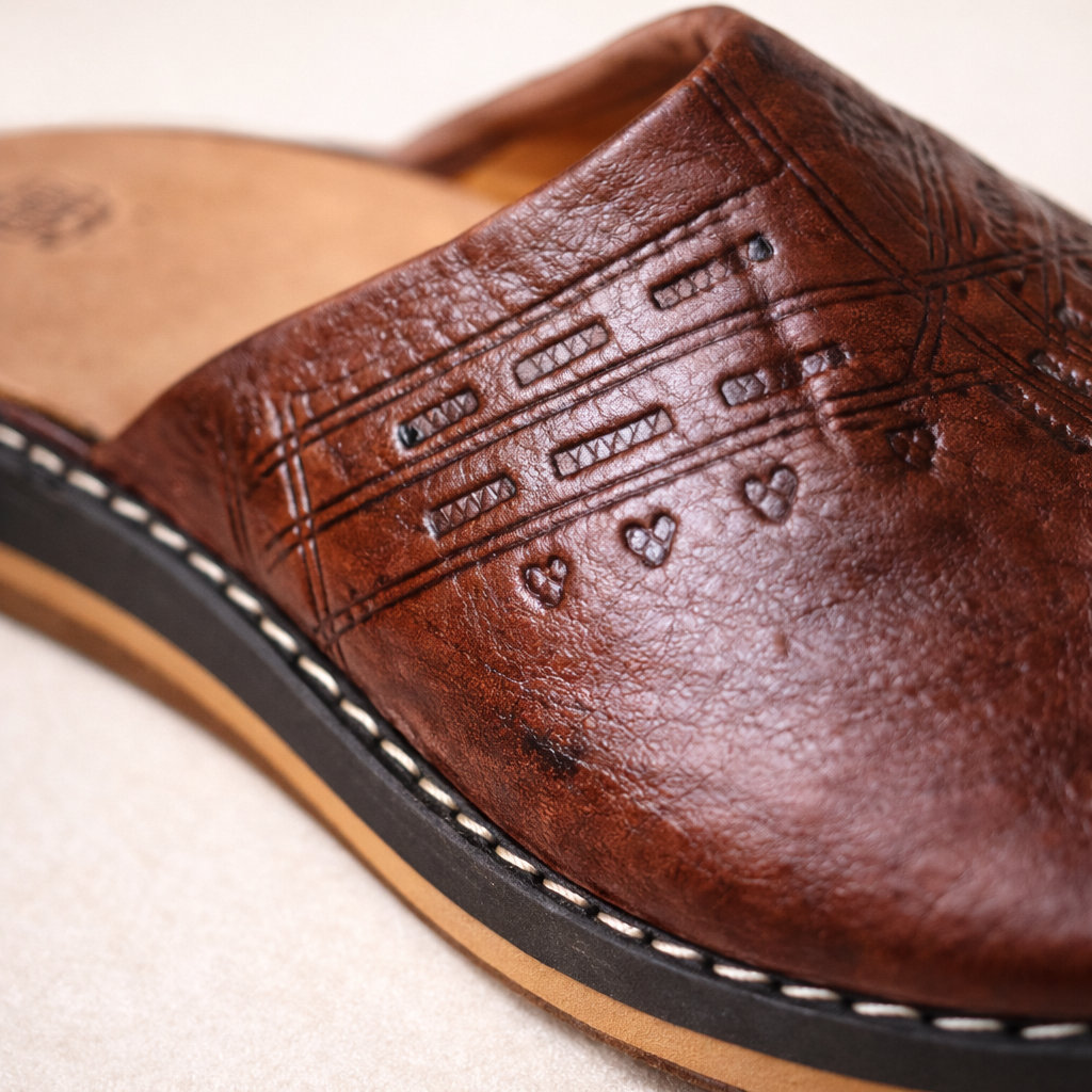 Brown Moroccan Babouche Slippers – Handmade Leather Berber Footwear (Unisex)