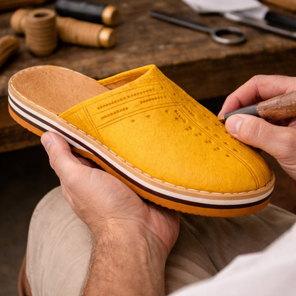 Men’s Moroccan Leather Babouche Slippers – Handmade Berber Traditional Footwear