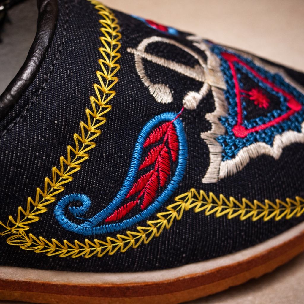 Handmade Moroccan Embroidered Leather Slippers | Colorful Babouche Shoes | Soft Sole Artisan Slippers