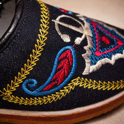 Handmade Moroccan Embroidered Leather Slippers | Colorful Babouche Shoes | Soft Sole Artisan Slippers