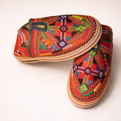 Women's Embroidered Moroccan Babouche Slippers – Handmade Leather House Shoes