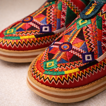 Women's Embroidered Moroccan Babouche Slippers – Handmade Leather House Shoes