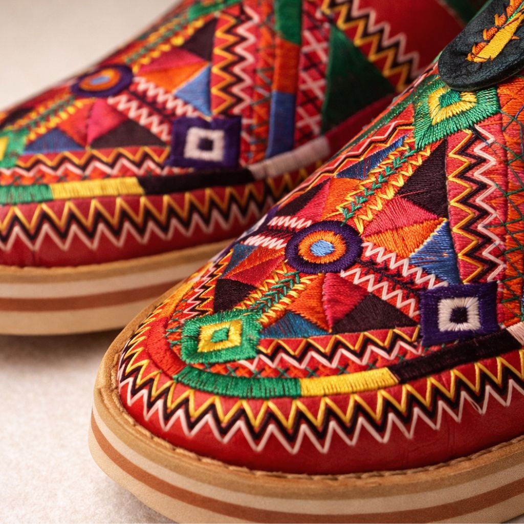 Women's Embroidered Moroccan Babouche Slippers – Handmade Leather House Shoes