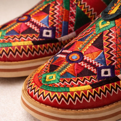 Women's Embroidered Moroccan Babouche Slippers – Handmade Leather House Shoes