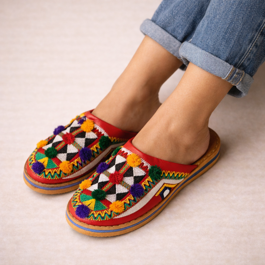 Women's Handmade Moroccan Leather Slippers – Comfortable Summer Babouche Gift Shoes