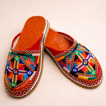 Colorful Moroccan Babouche Slippers – Handmade Amazigh Berber Leather Shoes for Women