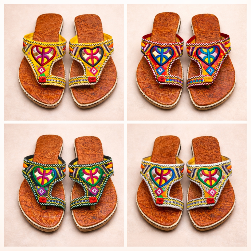 Women's Moroccan Leather Sandals – Handmade Amazigh Berber Embroidered Summer Slippers