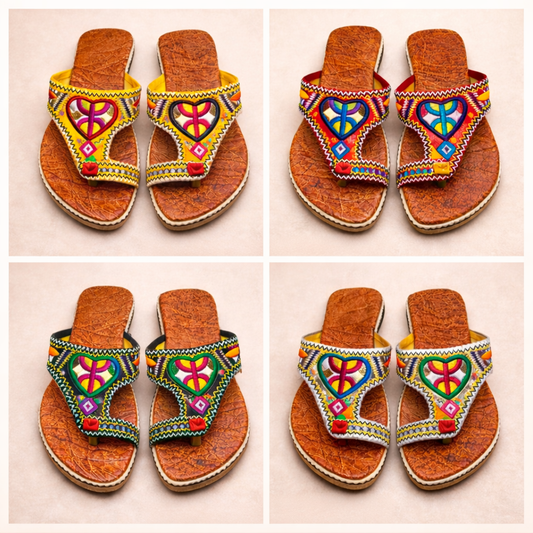 Women's Moroccan Leather Sandals – Handmade Amazigh Berber Embroidered Summer Slippers